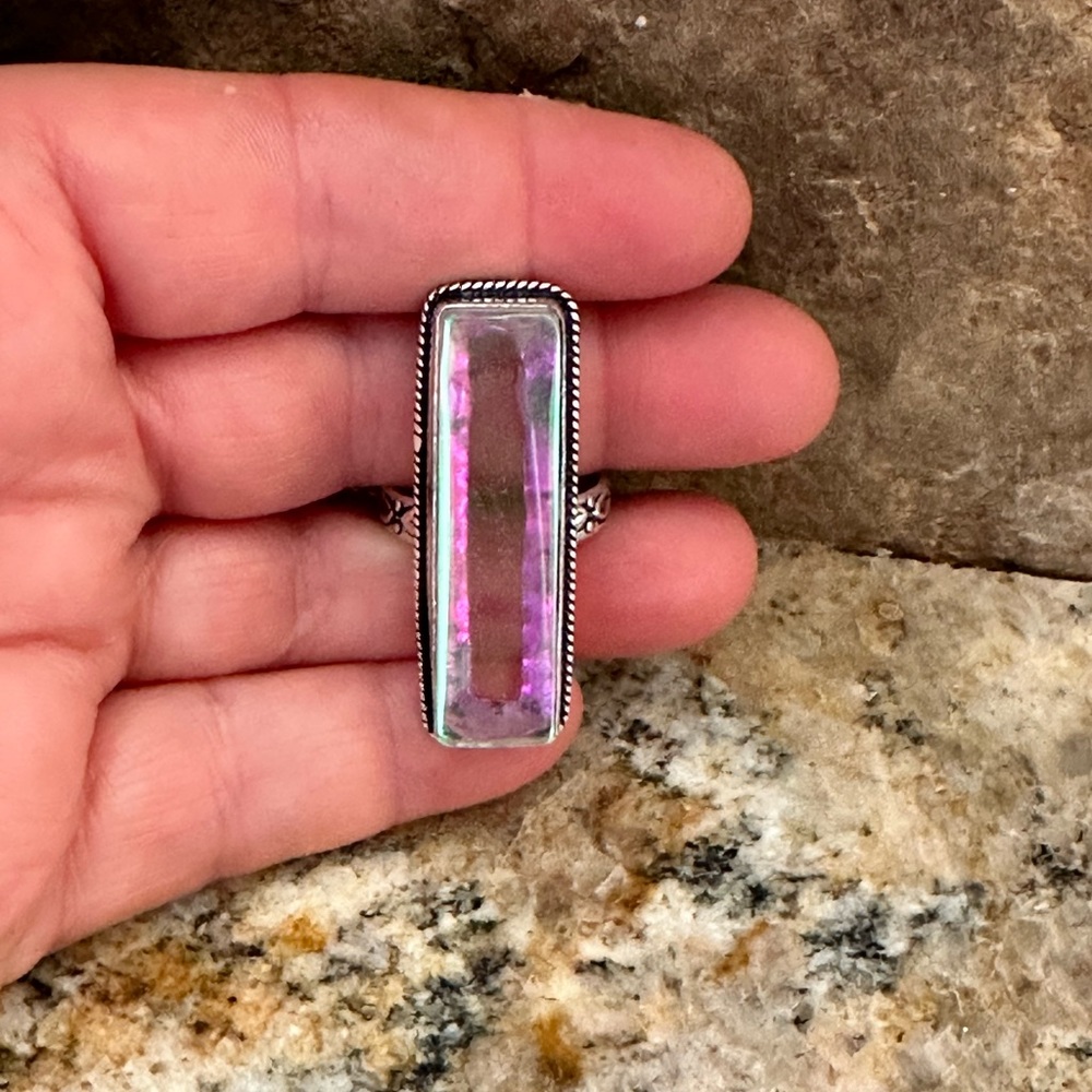 Silver Rainbow Gemstone Ring - Picture 8 of 9